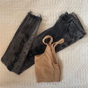 Zara black distressed denim jeans